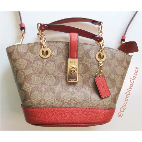 Lane Bucket Bag Purse Satchel Crossbody In Signature Canvas C8597 - Picture 3 of 12